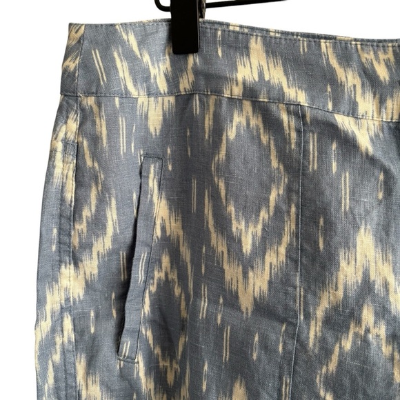 Chico's 100% Linen Ikat Print Wide Leg Pants Resortwear Vacation Preppy Small - Picture 5 of 16